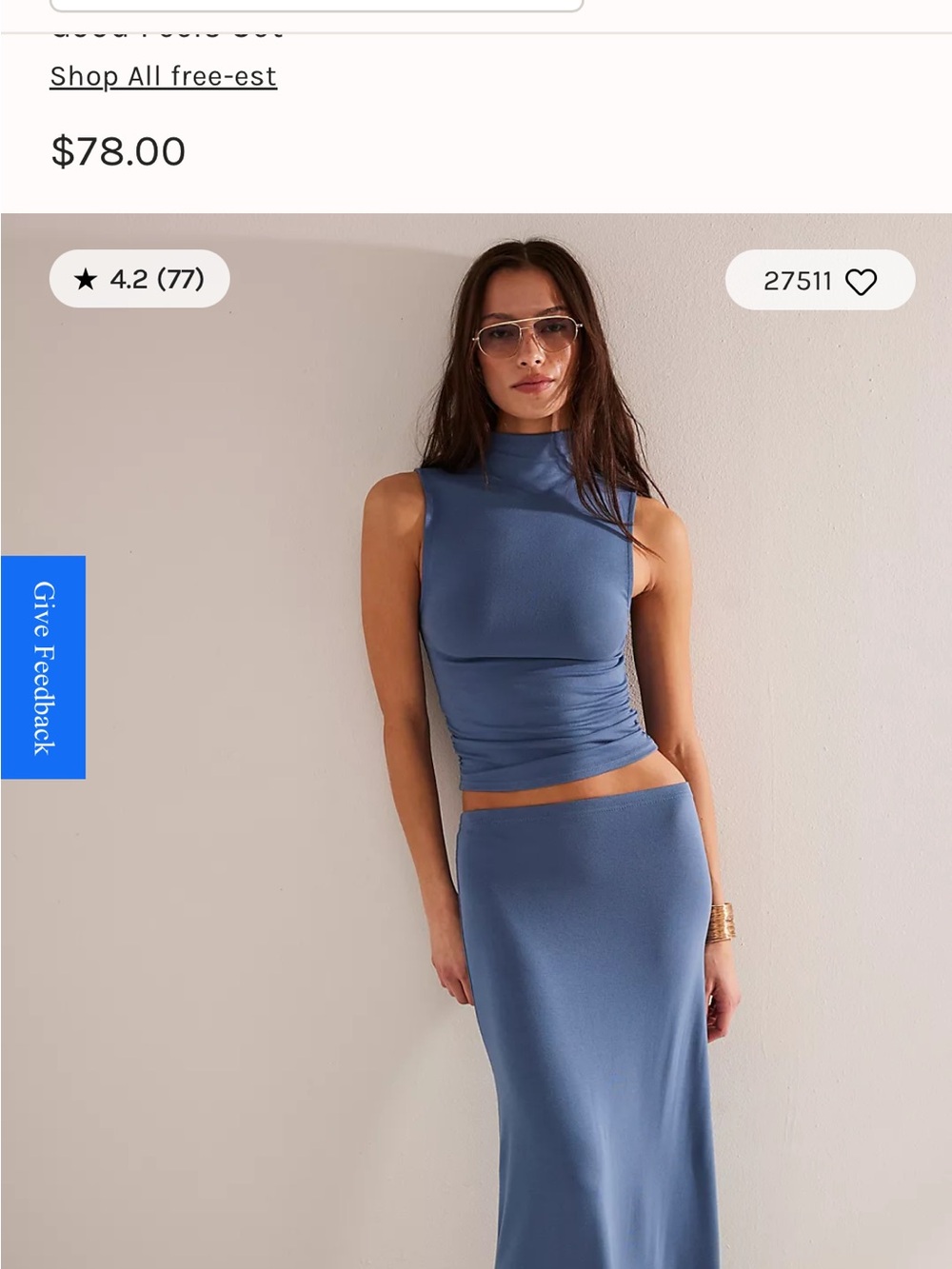 Free People Slate Blue Maxi Skirt